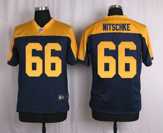 Men's Green Bay Packers #66 Ray Nitschke Navy Blue Gold Retired Player NFL Nike Elite Jersey