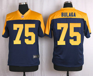 Men's Green Bay Packers #75 Bryan Bulaga Navy Blue Gold Alternate NFL Nike Elite Jersey