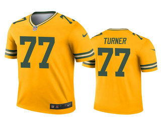 Men's Green Bay Packers #77 Billy Turner Gold Inverted Legend Jersey