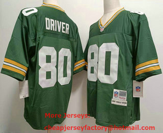 Men's Green Bay Packers #80 Donald Driver Green Throwback Stitched Jersey