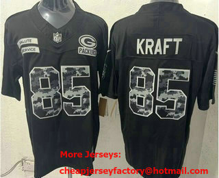 Men's Green Bay Packers #85 Tucker Kraft Limited Black FUSE 2026 Salute To Service Jersey