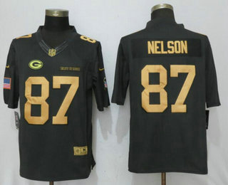 Men's Green Bay Packers #87 Jordy Nelson Anthracite Gold 2016 Salute To Service Stitched NFL Nike Limited Jersey