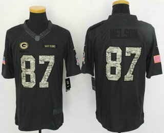 Men's Green Bay Packers #87 Jordy Nelson Black Anthracite 2016 Salute To Service Stitched NFL Nike Limited Jersey