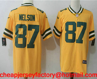 Men's Green Bay Packers #87 Jordy Nelson Gold 2017 Color Rush Stitched NFL Nike Limited Jersey