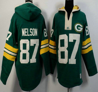 Men's Green Bay Packers #87 Jordy Nelson Green Team Color 2015 NFL Hoody