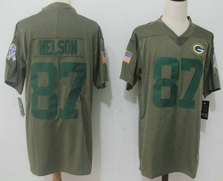 Men's Green Bay Packers #87 Jordy Nelson Olive 2017 Salute To Service Stitched NFL Nike Limited Jersey