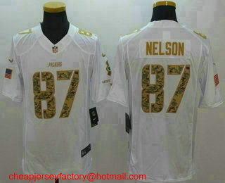 Men's Green Bay Packers #87 Jordy Nelson White Salute To Service Stitched NFL Nike Limited Jersey