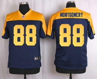 Men's Green Bay Packers #88 Ty Montgomery Navy Blue Gold Alternate NFL Nike Elite Jersey
