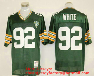 Men's Green Bay Packers #92 Reggie White Green 75TH Throwback Jersey