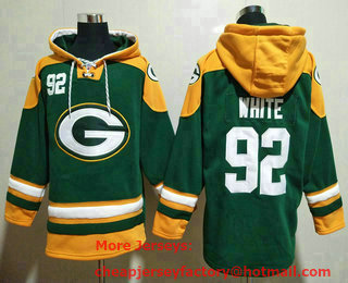 Men's Green Bay Packers #92 Reggie White Green Ageless Must Have Lace Up Pullover Hoodie
