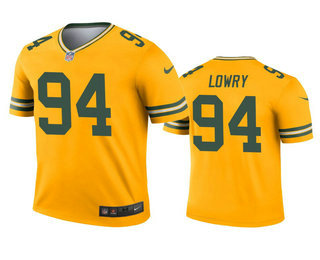 Men's Green Bay Packers #94 Dean Lowry Gold Inverted Legend Jersey