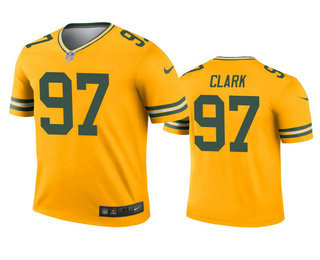 Men's Green Bay Packers #97 Kenny Clark Gold Inverted Legend Jersey