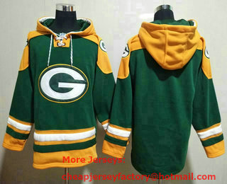 Men's Green Bay Packers Blank Green Ageless Must Have Lace Up Pullover Hoodie
