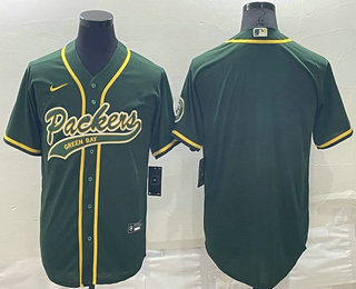 Men's Green Bay Packers Blank Green Stitched MLB Cool Base Nike Baseball Jersey
