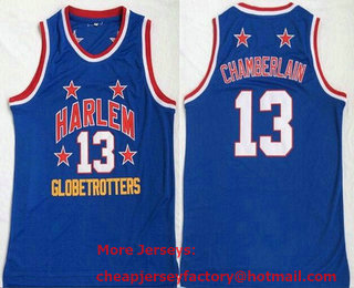 Men's Harlem Globetrotters #13 Wilt Chamberlain Blue Basketball Jersey