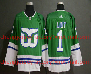 Men's Hartford Whalers #1 Mike Liut Green Adidas Stitched NHL Jersey