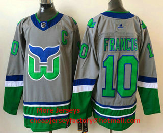 Men's Hartford Whalers #10 Ron Francis Grey 2021 Retro Stitched NHL Jersey