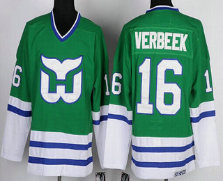 Men's Hartford Whalers #16 Pat Verbeek 1989-90 Green CCM Vintage Throwback Jersey
