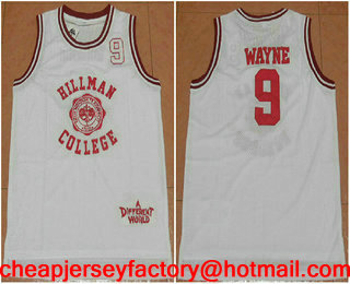 Men's Hillman College #9 Dwayne Wayne Swingman Stitched Basketball Jersey The Movie List of A Different World Jerseys