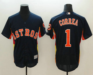 Men's Houston Astros #1 Carlos Correa Navy Blue Alternate Stitched MLB Flex Base Jersey