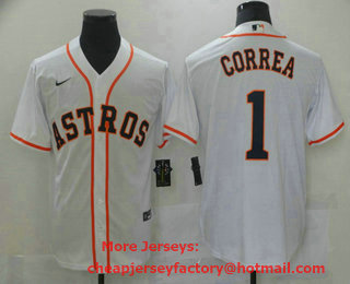 Men's Houston Astros #1 Carlos Correa White Stitched MLB Cool Base Nike Jersey