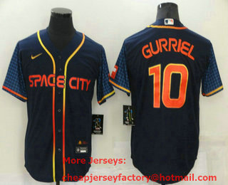 Men's Houston Astros #10 Yuli Gurriel 2022 Navy Blue City Connect Cool Base Stitched Jersey