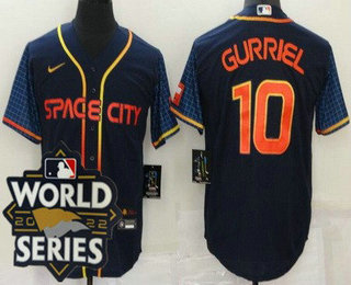 Men's Houston Astros #10 Yuli Gurriel Navy City 2022 World Series Cool Base Jersey