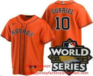 Men's Houston Astros #10 Yuli Gurriel Orange 2022 World Series Cool Base Jersey