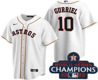 Men's Houston Astros #10 Yuli Gurriel White 2022 World Series Champions Cool Base Jersey