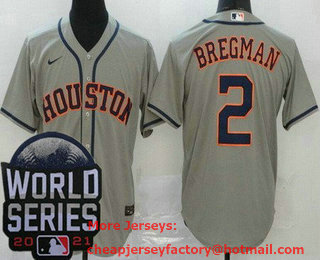 Men's Houston Astros #2 Alex Bregman Gray 2021 World Series Stitched Cool Base Nike Jersey