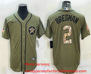 Men's Houston Astros #2 Alex Bregman Green Salute To Service Stitched MLB Cool Base Nike Jersey