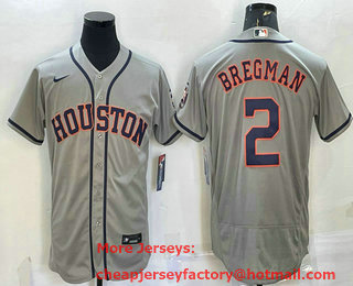 Men's Houston Astros #2 Alex Bregman Grey Stitched MLB Flex Base Nike Jersey