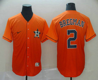 Men's Houston Astros #2 Alex Bregman Nike Orange Fade Stitched Jersey