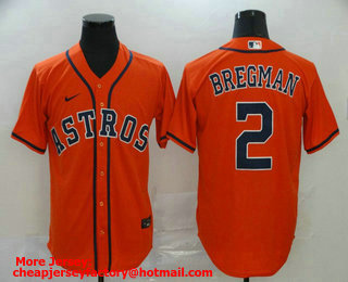 Men's Houston Astros #2 Alex Bregman Orange Stitched MLB Cool Base Nike Jersey