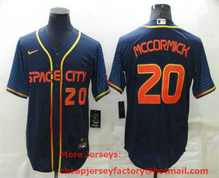 Men's Houston Astros #20 Chas McCormick Number 2022 Navy Blue City Connect Cool Base Stitched Jersey