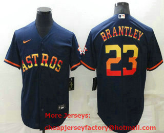 Men's Houston Astros #23 Michael Brantley Navy Blue Rainbow Stitched MLB Cool Base Nike Jersey