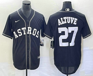 Men's Houston Astros #27 Jose Altuve Black Cool Base Stitched Baseball Jersey 21
