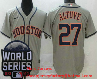 Men's Houston Astros #27 Jose Altuve Gray 2021 World Series Stitched Cool Base Nike Jersey