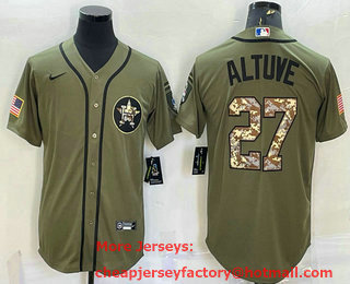 Men's Houston Astros #27 Jose Altuve Green Salute To Service Stitched MLB Cool Base Nike Jersey