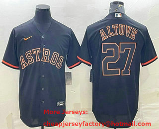 Men's Houston Astros #27 Jose Altuve Lights Out Black Fashion Stitched MLB Cool Base Nike Jersey