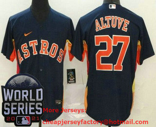 Men's Houston Astros #27 Jose Altuve Navy 2021 World Series Stitched Cool Base Nike Jersey