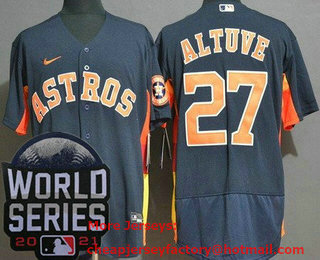 Men's Houston Astros #27 Jose Altuve Navy 2021 World Series Stitched Flex Base Nike Jersey