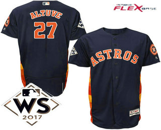 Men's Houston Astros #27 Jose Altuve Navy Blue Alternate 2017 World Series Patch Flex Base MLB Jersey