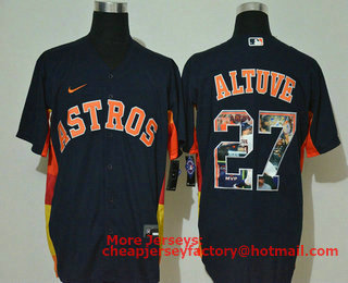 Men's Houston Astros #27 Jose Altuve Navy Blue Unforgettable Moment Stitched Fashion MLB Cool Base Nike Jersey