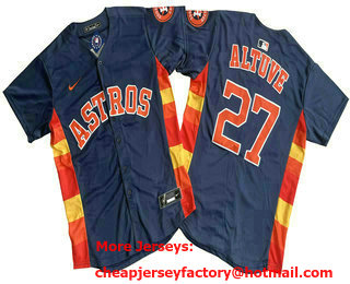 Men's Houston Astros #27 Jose Altuve Navy Blue With Patch Stitched Limited Cool Base Nike Jersey