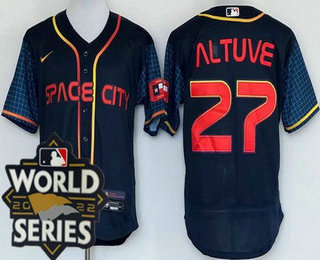 Men's Houston Astros #27 Jose Altuve Navy City 2022 World Series Authentic Jersey