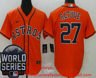 Men's Houston Astros #27 Jose Altuve Orange 2021 World Series Stitched Cool Base Nike Jersey