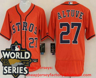 Men's Houston Astros #27 Jose Altuve Orange 2022 World Series Authentic Jersey