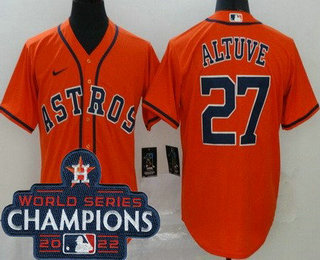 Men's Houston Astros #27 Jose Altuve Orange 2022 World Series Champions Cool Base Jersey