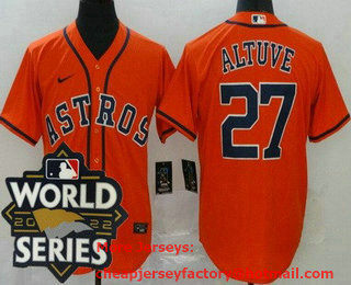 Men's Houston Astros #27 Jose Altuve Orange 2022 World Series Cool Base Jersey